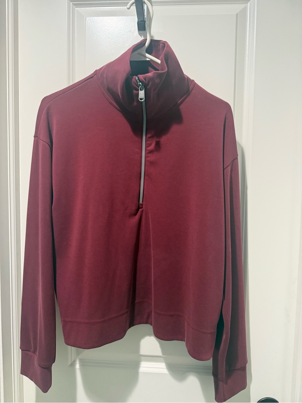 Athleta Seasoft Half-Zip/quarter-zip pullover sweatshirt top in Beetroot